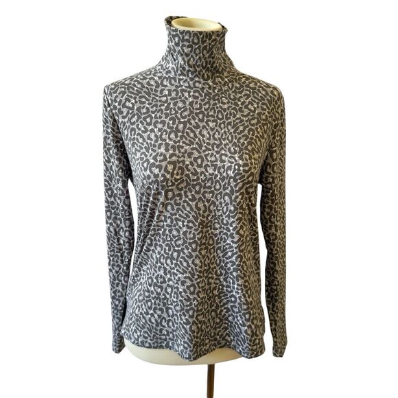 J MCLAUGHLIN NORA TOP TURTLENECK CHEETAH CASUAL CHIC TRANSITIONAL PIECE M - Picture 2 of 12